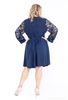 Picture of CURVY GIRL BELTED PUFF SLEEVE LACE DRESS